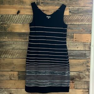 Black white striped A line dress Talbots